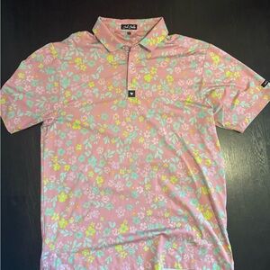 Bad Birdie Polo Men’s Pink L Floral Polo Shirt